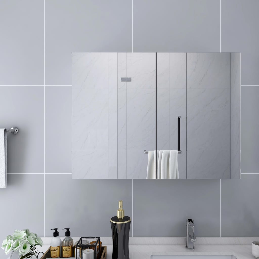 fehér MDF tükrös fürdőszobaszekrény 80 x 15 x 60 cm