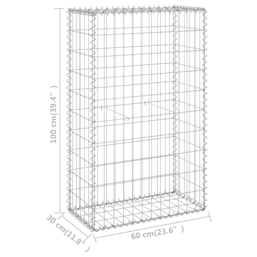 horganyzott acél gabion fal fedéllel 60 x 30 x 100 cm