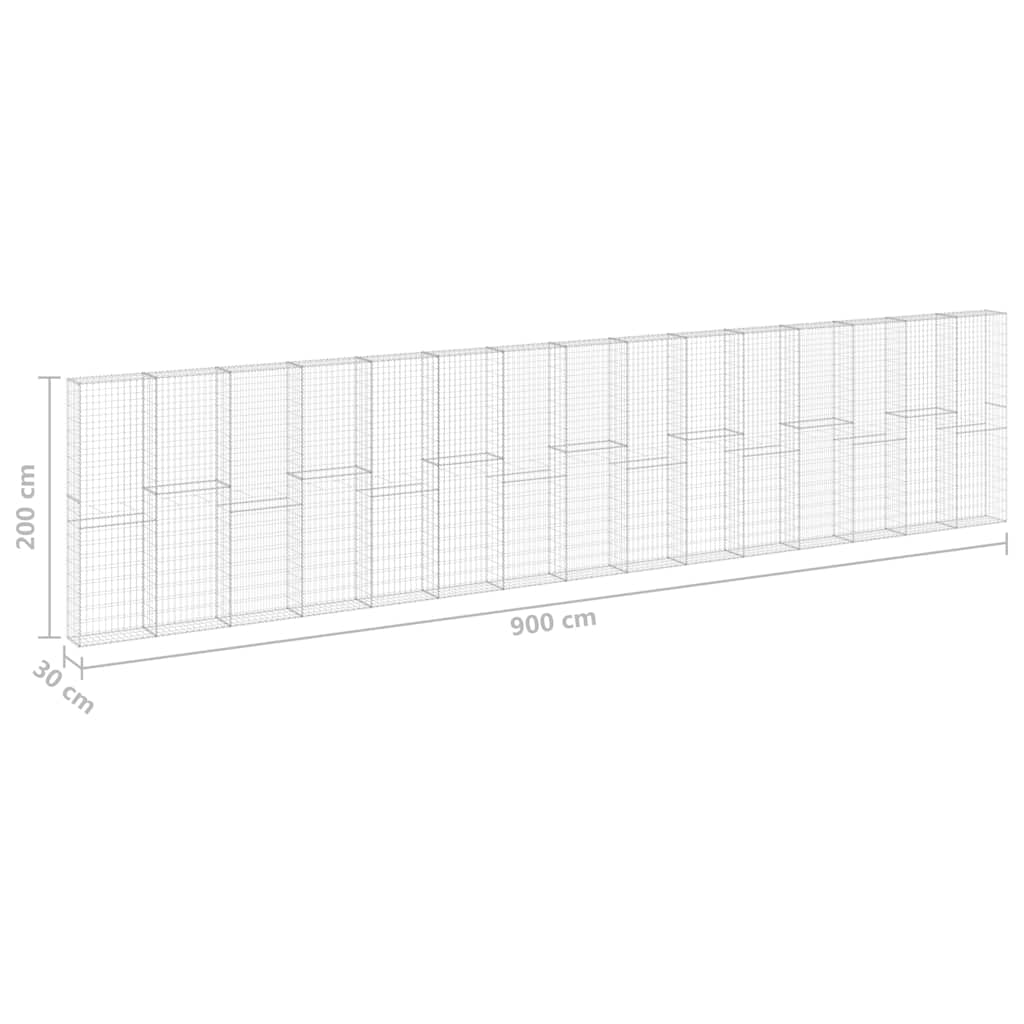 horganyzott acél gabion fal fedéllel 900 x 30 x 200 cm