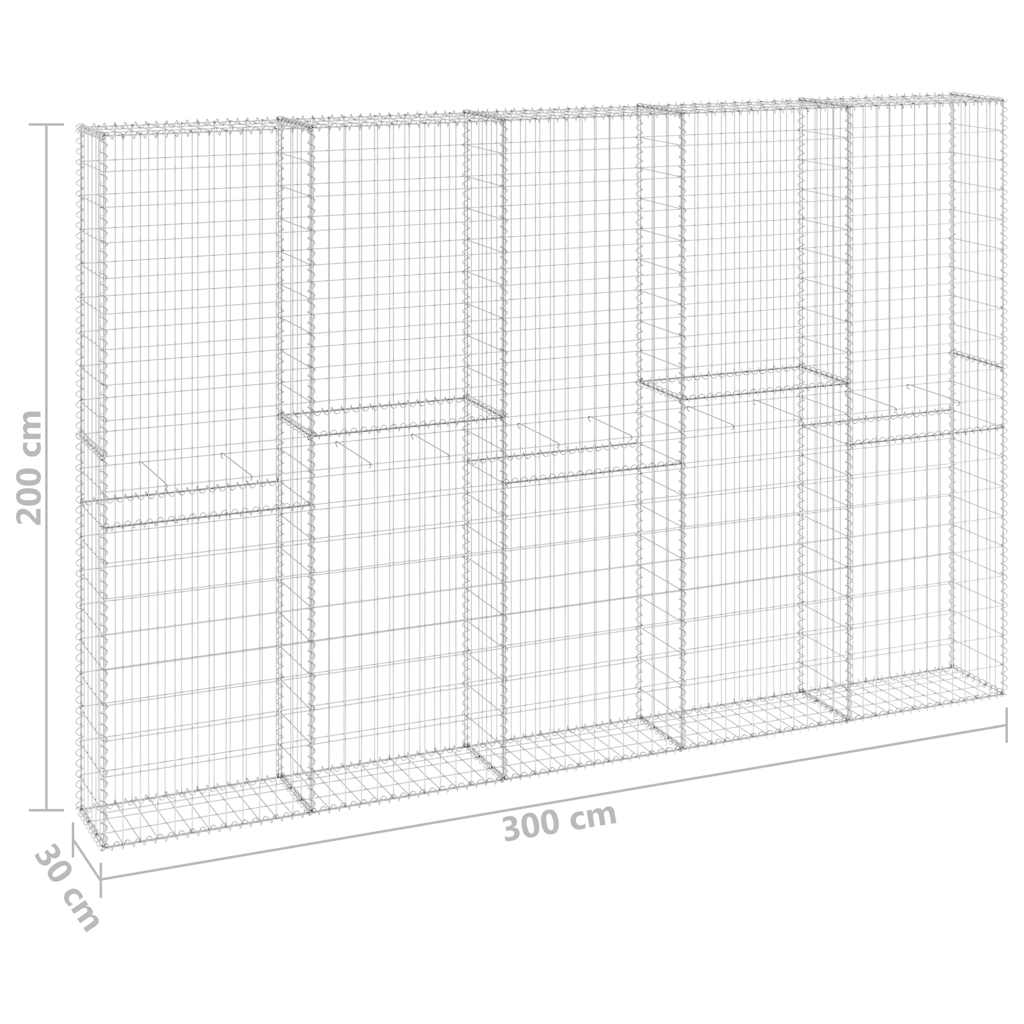 horganyzott acél gabion fal fedéllel 300 x 30 x 200 cm