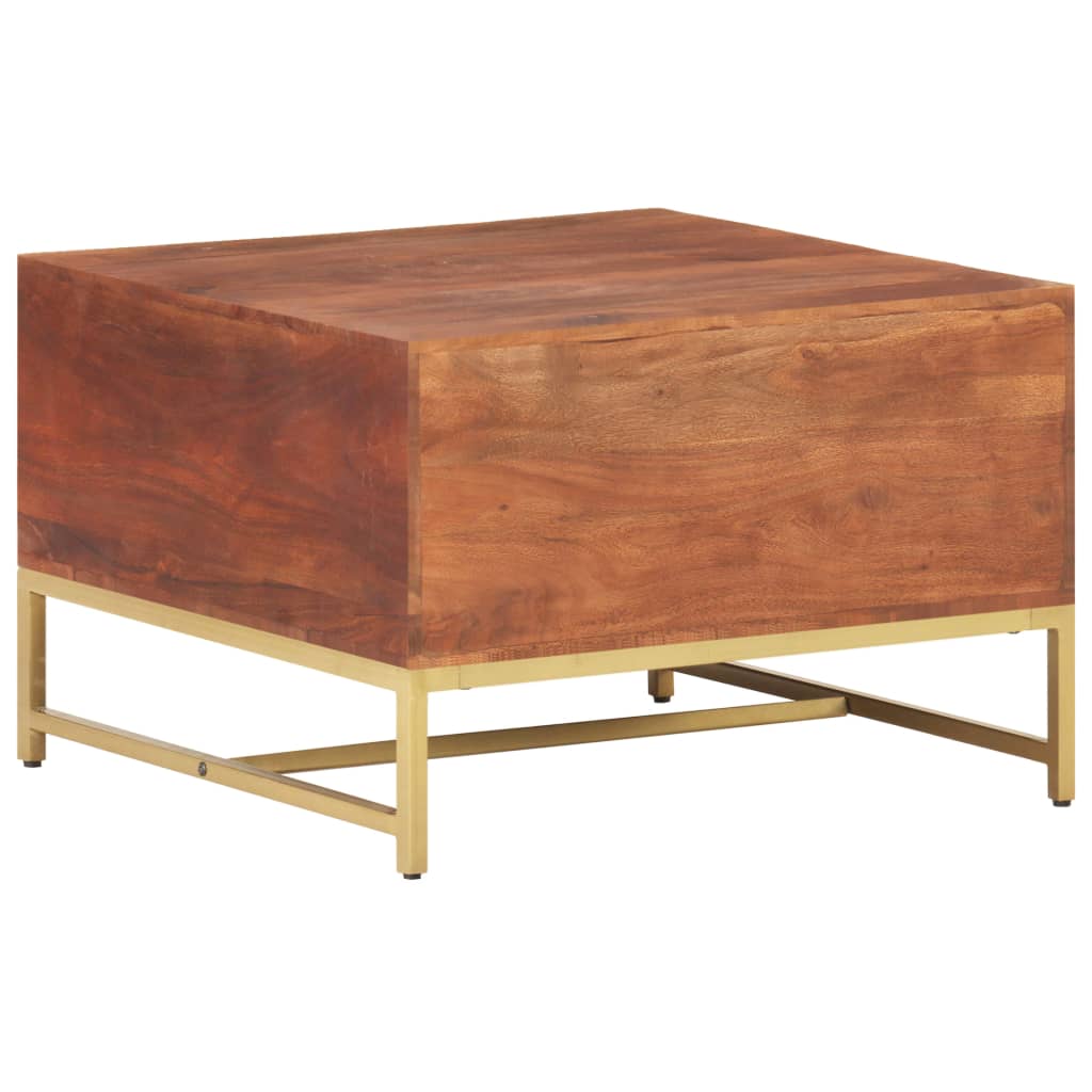 mézbarna tömör akácfa dohányzóasztal 67 x 67 x 45 cm