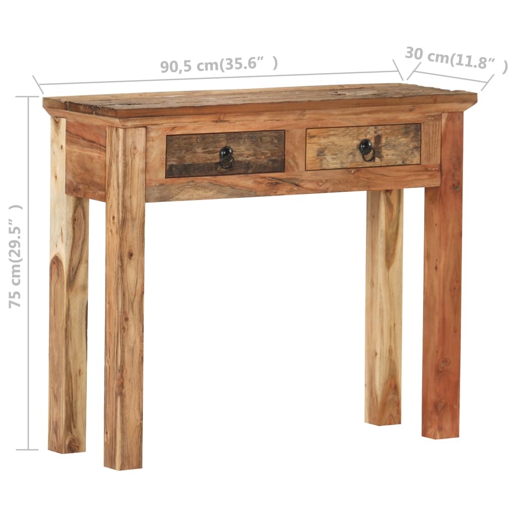 tömör akácfa és újrahasznosított fa tálalóasztal 90,5x30x75 cm