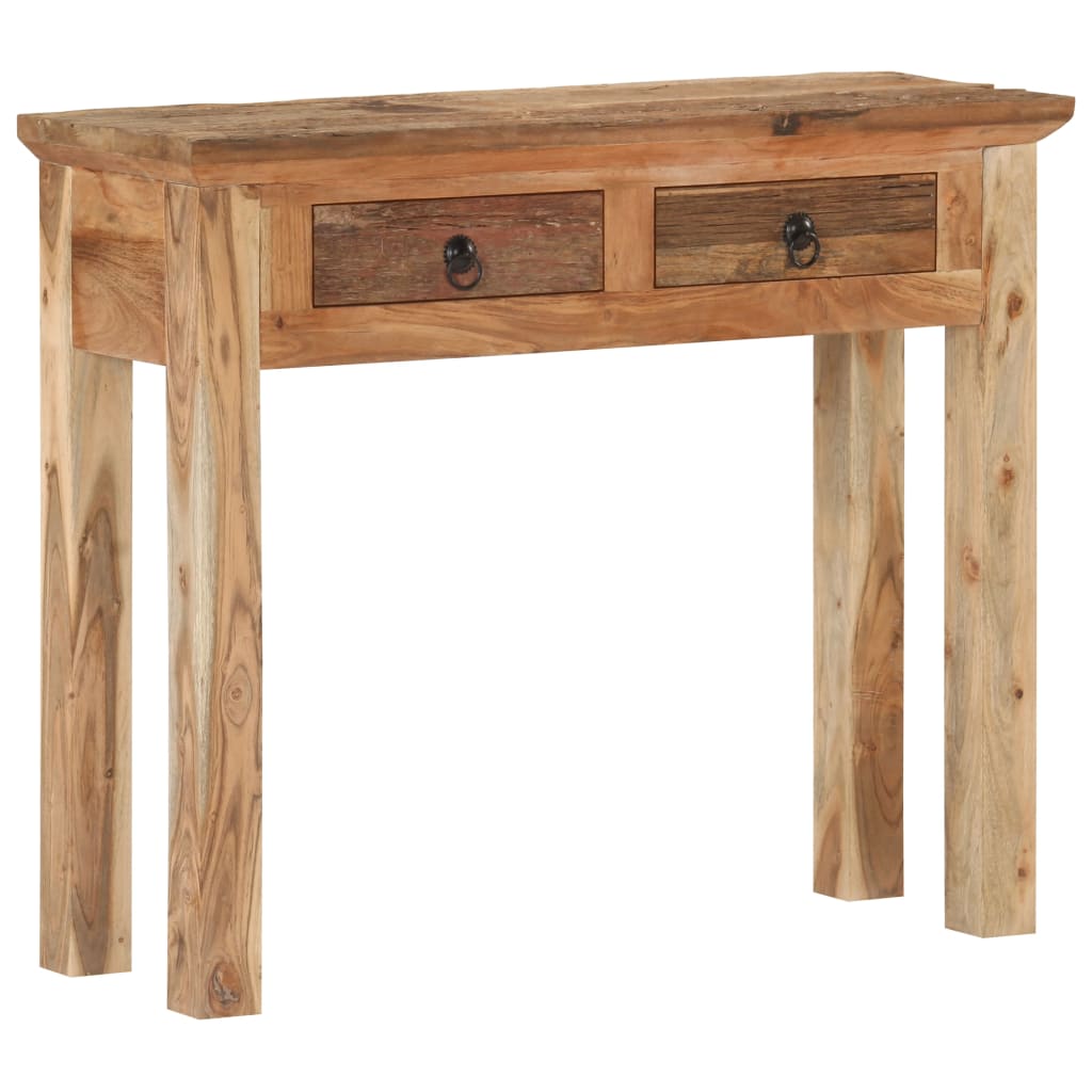 tömör akácfa és újrahasznosított fa tálalóasztal 90,5x30x75 cm