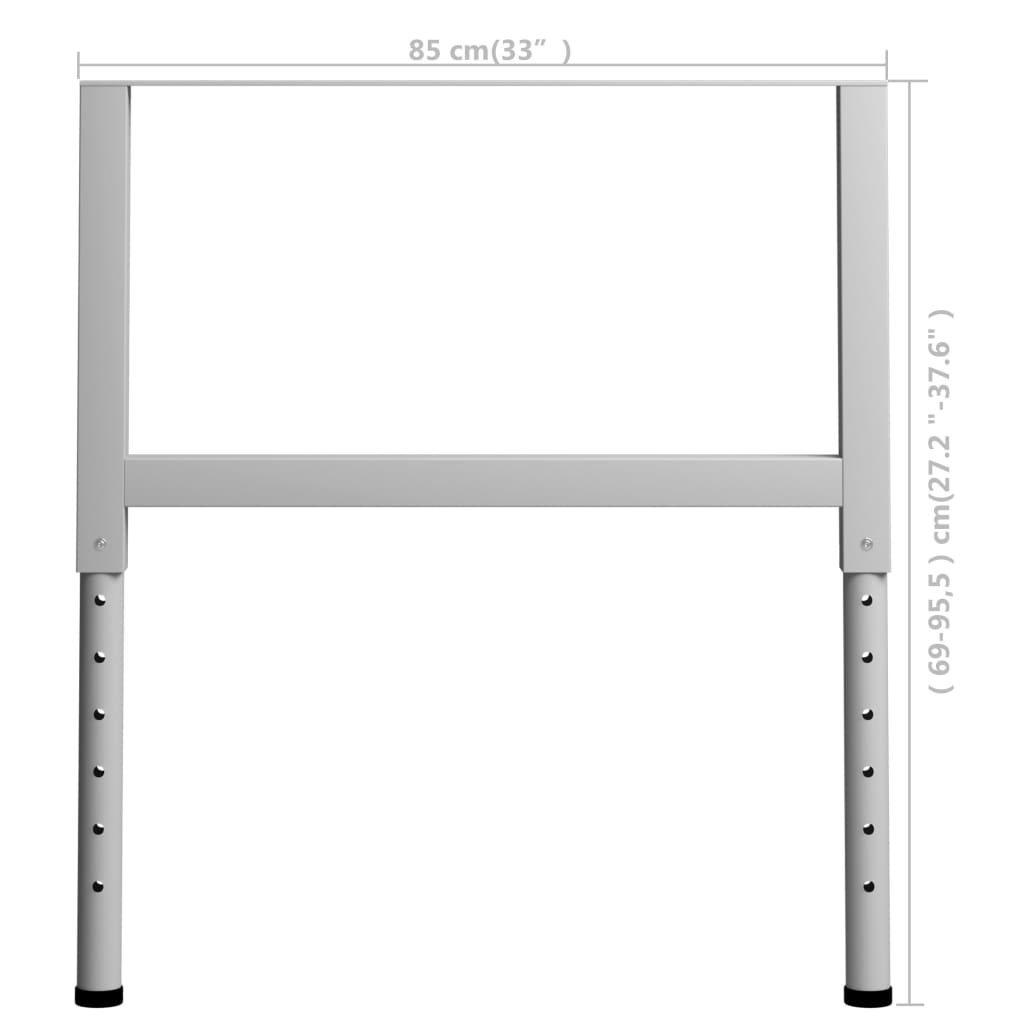 2 db szürke állítható fém munkapadváz 85 x (69-95,5) cm