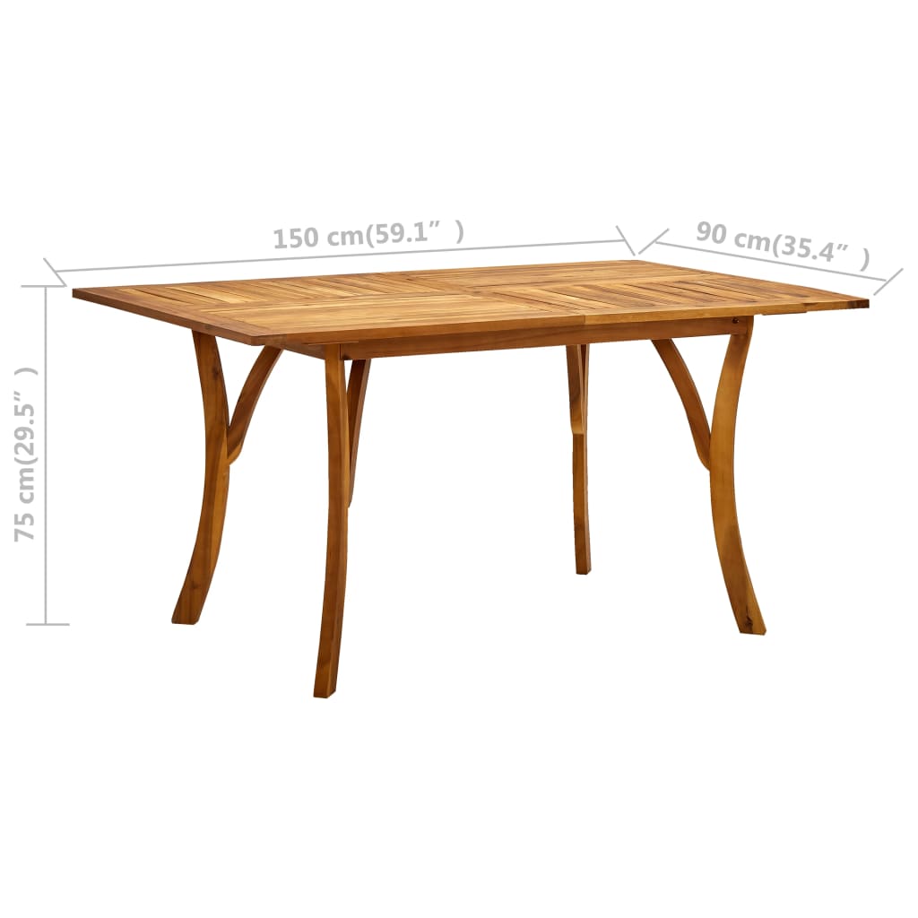 tömör akácfa kerti asztal 150 x 90 x 75 cm