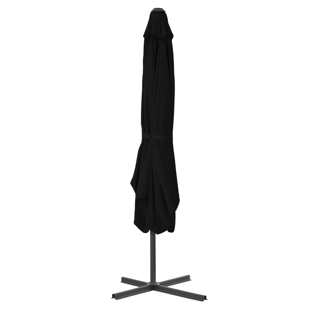 fekete kültéri napernyő acélrúddal 250 x 250 x 230 cm