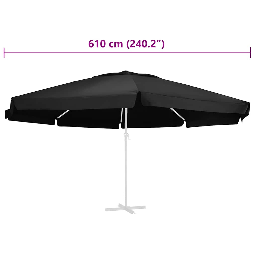 fekete kültéri napernyőponyva 610 cm