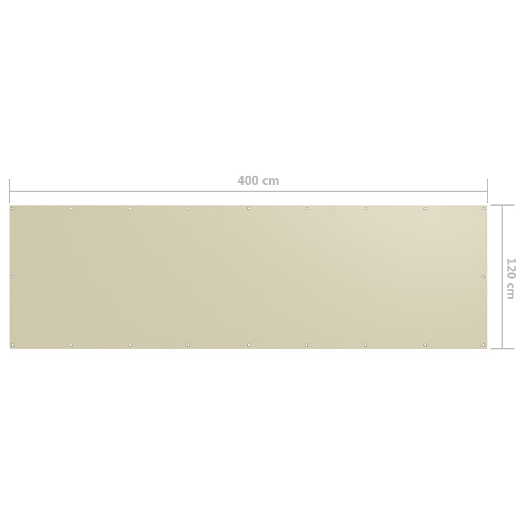 krémszínű oxford-szövet erkélynapellenző 120 x 400 cm