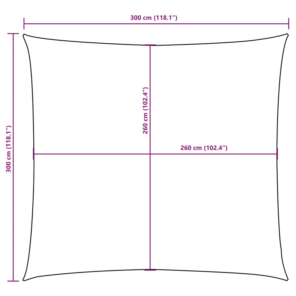 krémszínű négyzet alakú oxford-szövet napvitorla 3 x 3 m