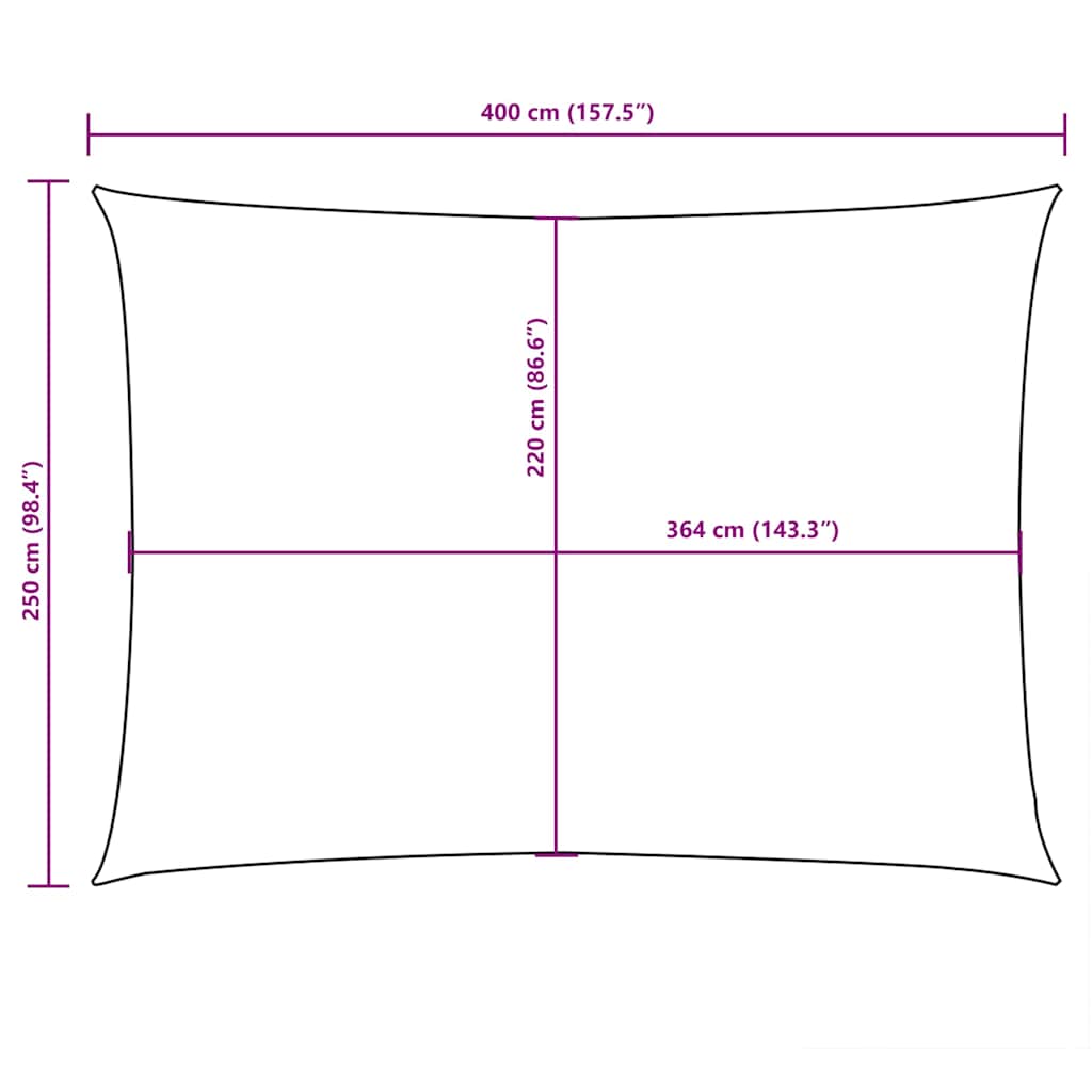 krémszínű téglalap alakú oxford-szövet napvitorla 2,5x4 m