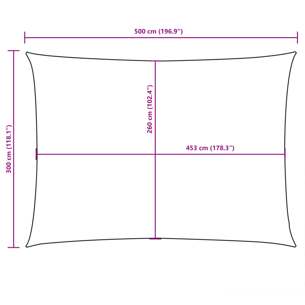terrakotta téglalap alakú oxford-szövet napvitorla 3 x 5 m