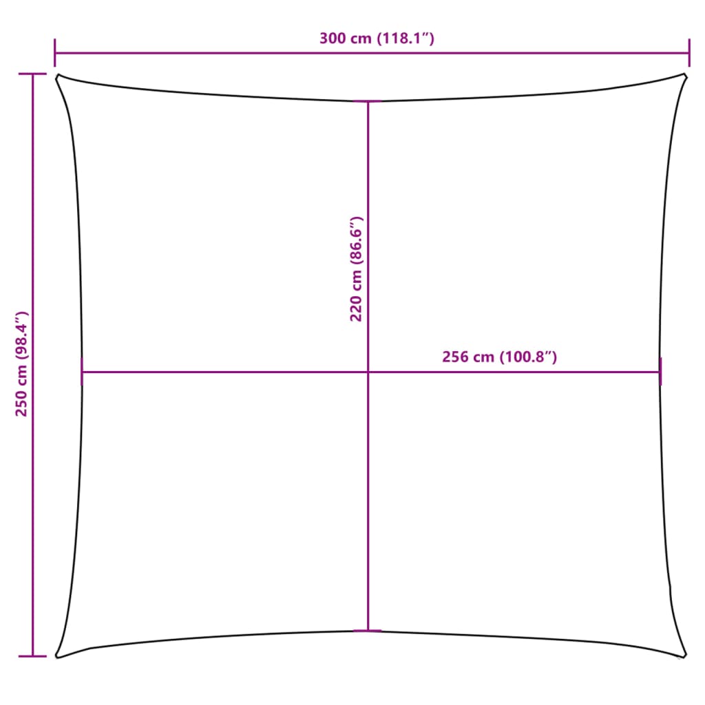 tópszínű téglalap alakú oxford-szövet napvitorla 2,5 x 3 m