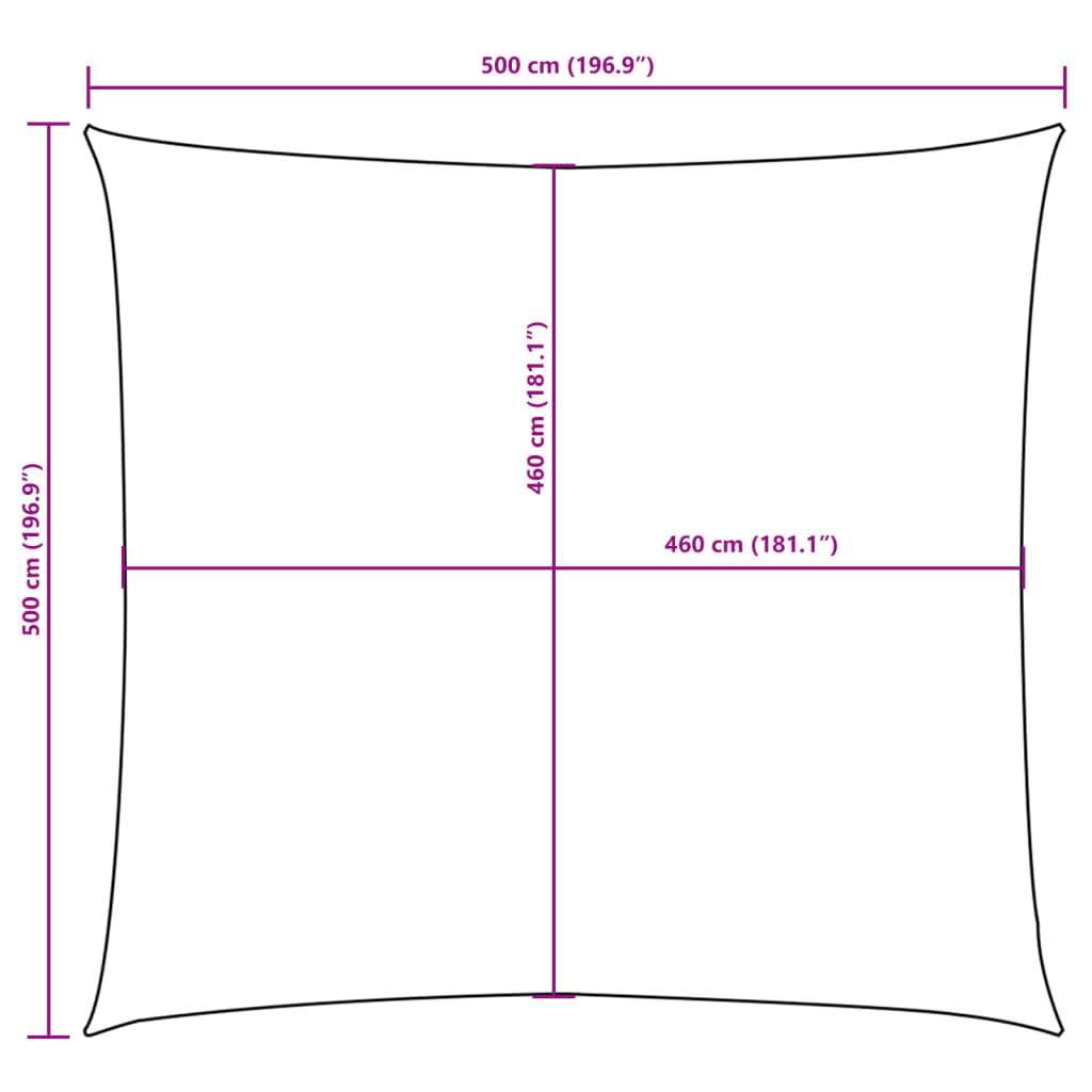 barna négyzet alakú oxford-szövet napvitorla 5 x 5 m