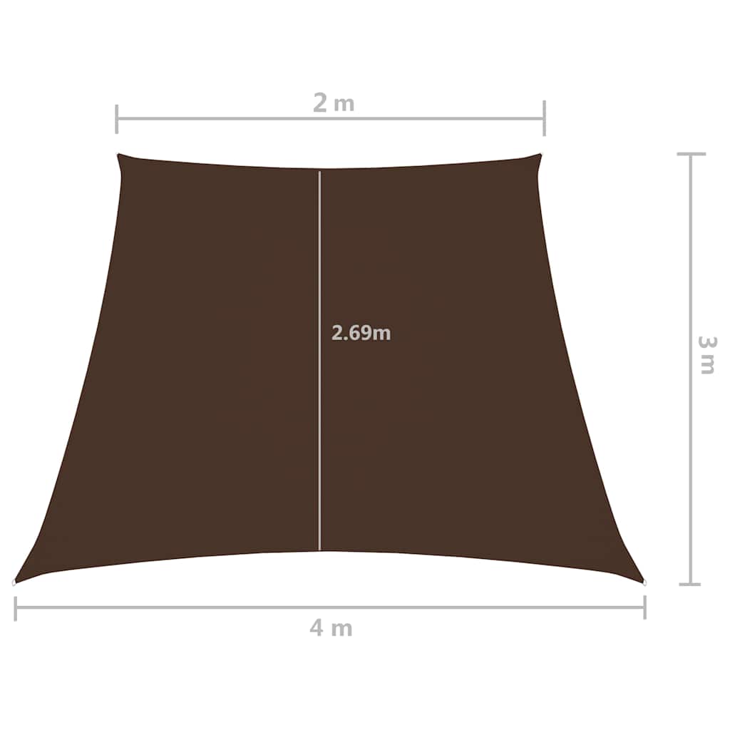 barna trapéz alakú oxford-szövet napvitorla 2/4 x 3 m