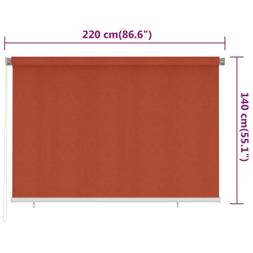 terrakotta színű kültéri HDPE roló 225(Szé)x140(Ma) cm