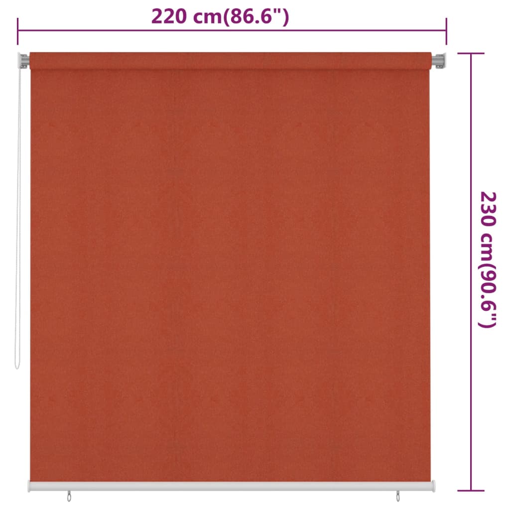 terrakotta színű kültéri HDPE roló 220 x 230 cm