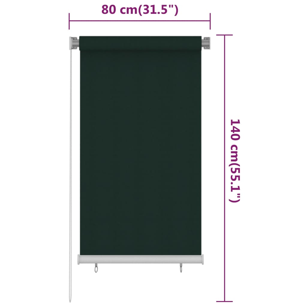 sötétzöld kültéri HDPE roló 80 x 140 cm