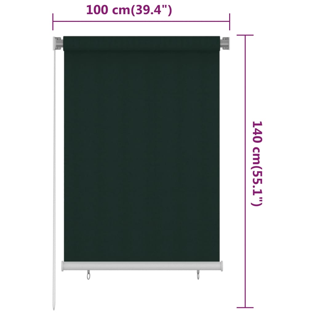 sötétzöld kültéri HDPE roló 100 x 140 cm