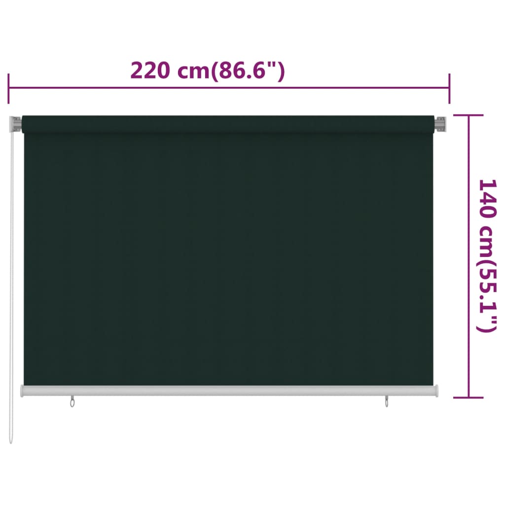 sötétzöld kültéri HDPE roló 220 x 140 cm