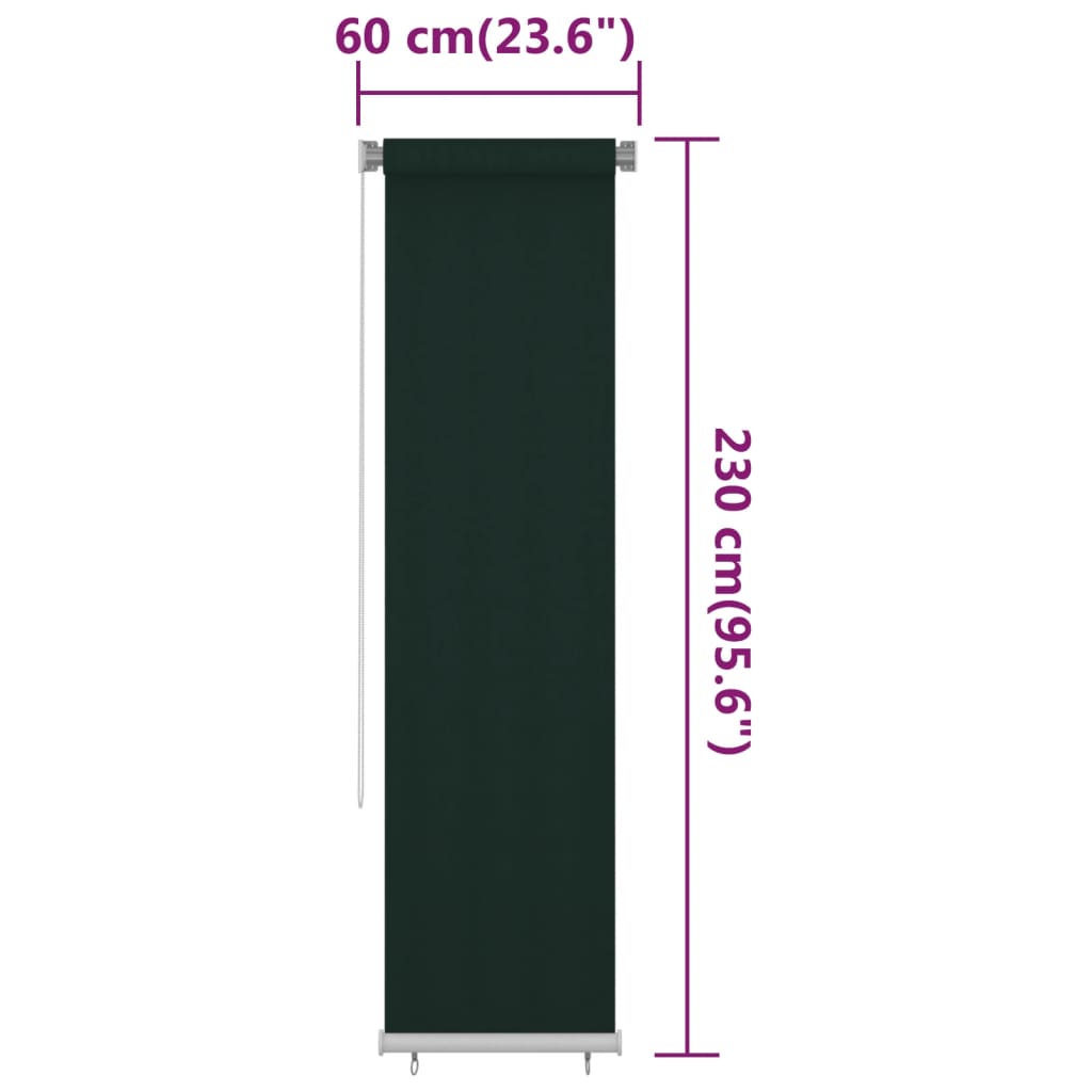 sötétzöld kültéri HDPE roló 60 x 230 cm