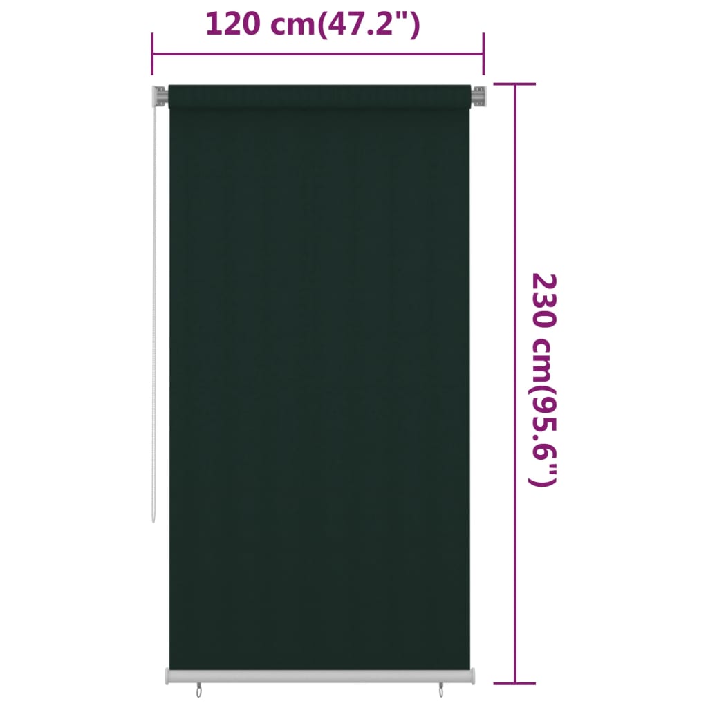 sötétzöld kültéri HDPE roló 120 x 230 cm