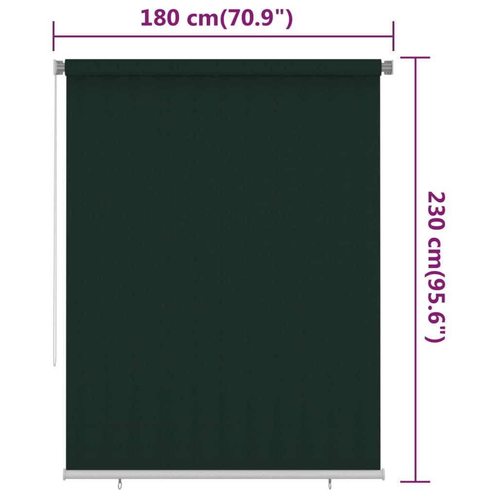 sötétzöld kültéri HDPE roló 180 x 230 cm