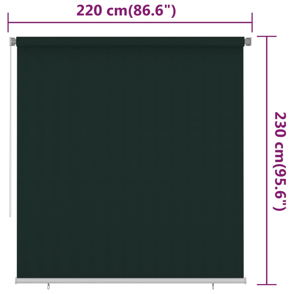 sötétzöld kültéri HDPE roló 220 x 230 cm