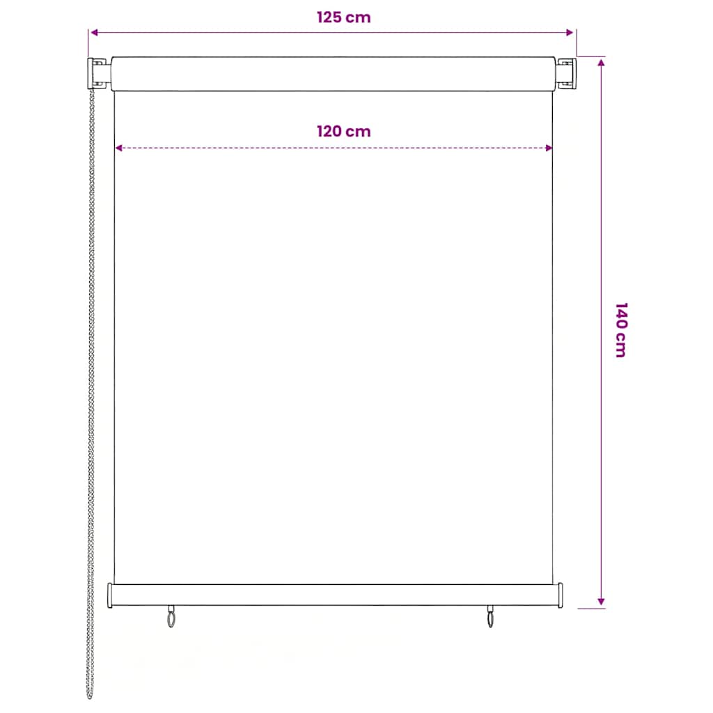 fekete, kültéri sötétítő roló 125(Szé)x140(Ma) cm