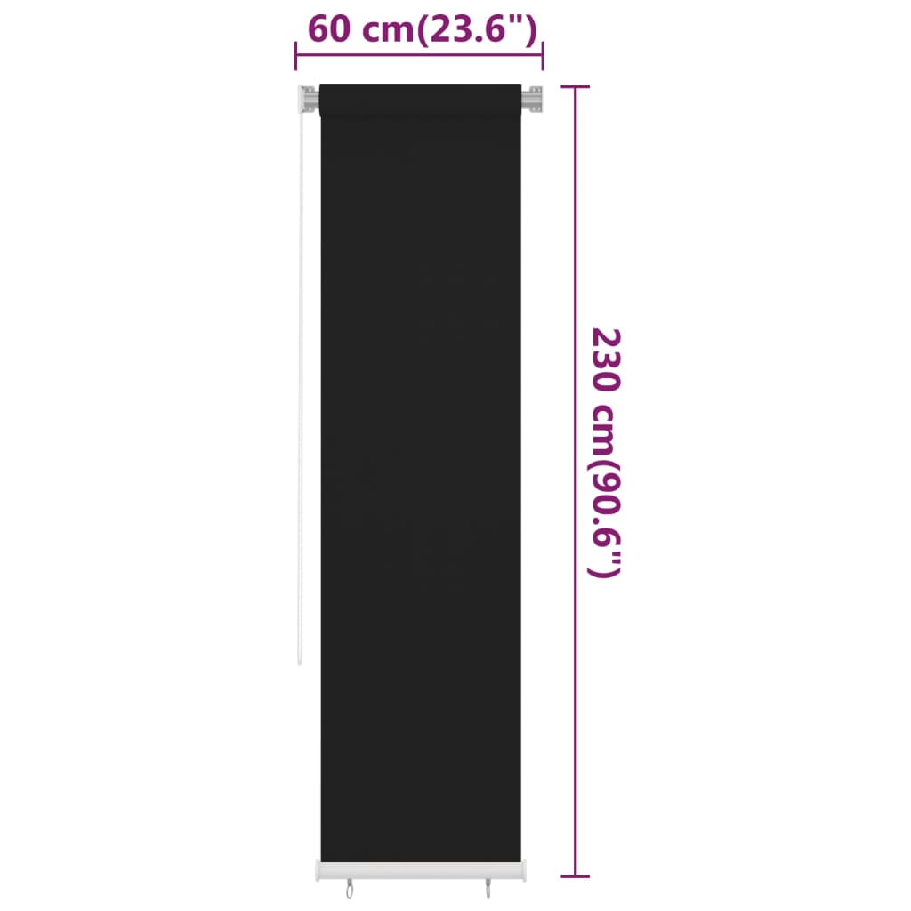 fekete, kültéri HDPE roló 65(Szé)x230(Ma) cm