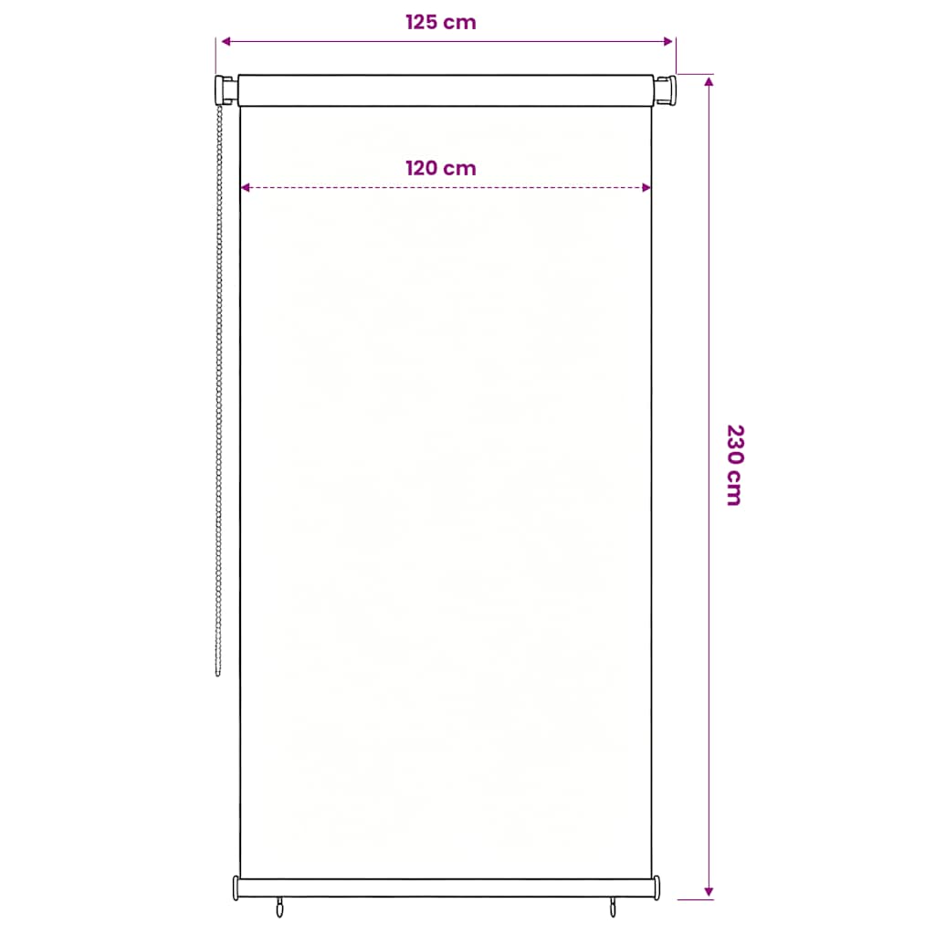 fekete, kültéri sötétítő roló 125(Szé)x230(Ma) cm