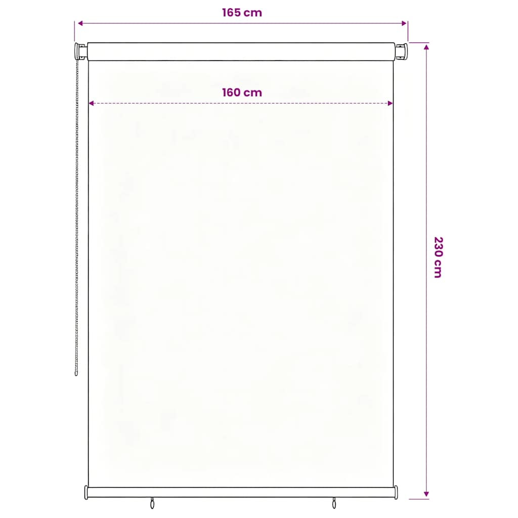 fekete, kültéri sötétítő roló 165(Szé)x230(Ma) cm