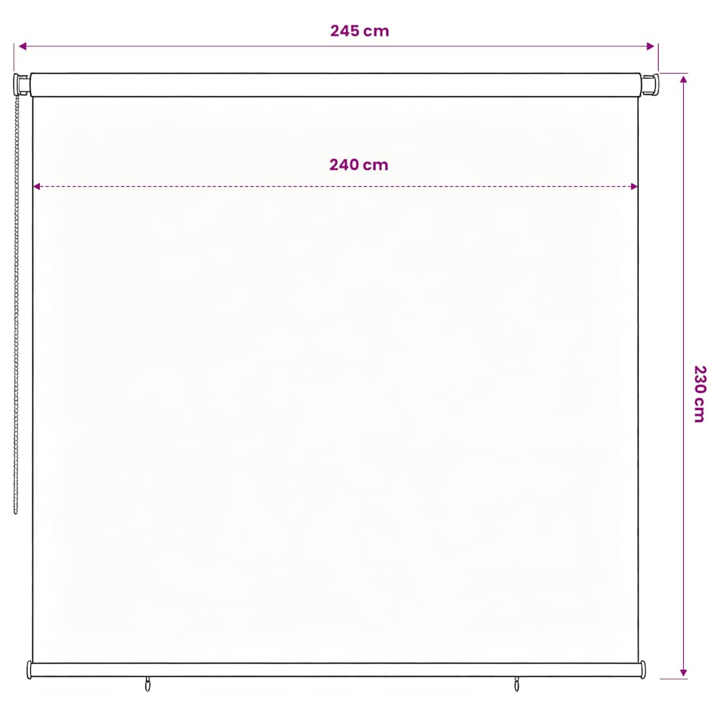 fekete, kültéri sötétítő roló 185(Szé)x230(Ma) cm