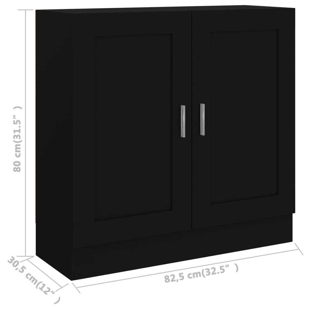 fekete szerelt fa könyvszekrény 82,5 x 30,5 x 80 cm