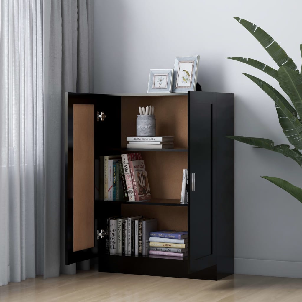 fekete szerelt fa könyvszekrény 82,5 x 30,5 x 115 cm