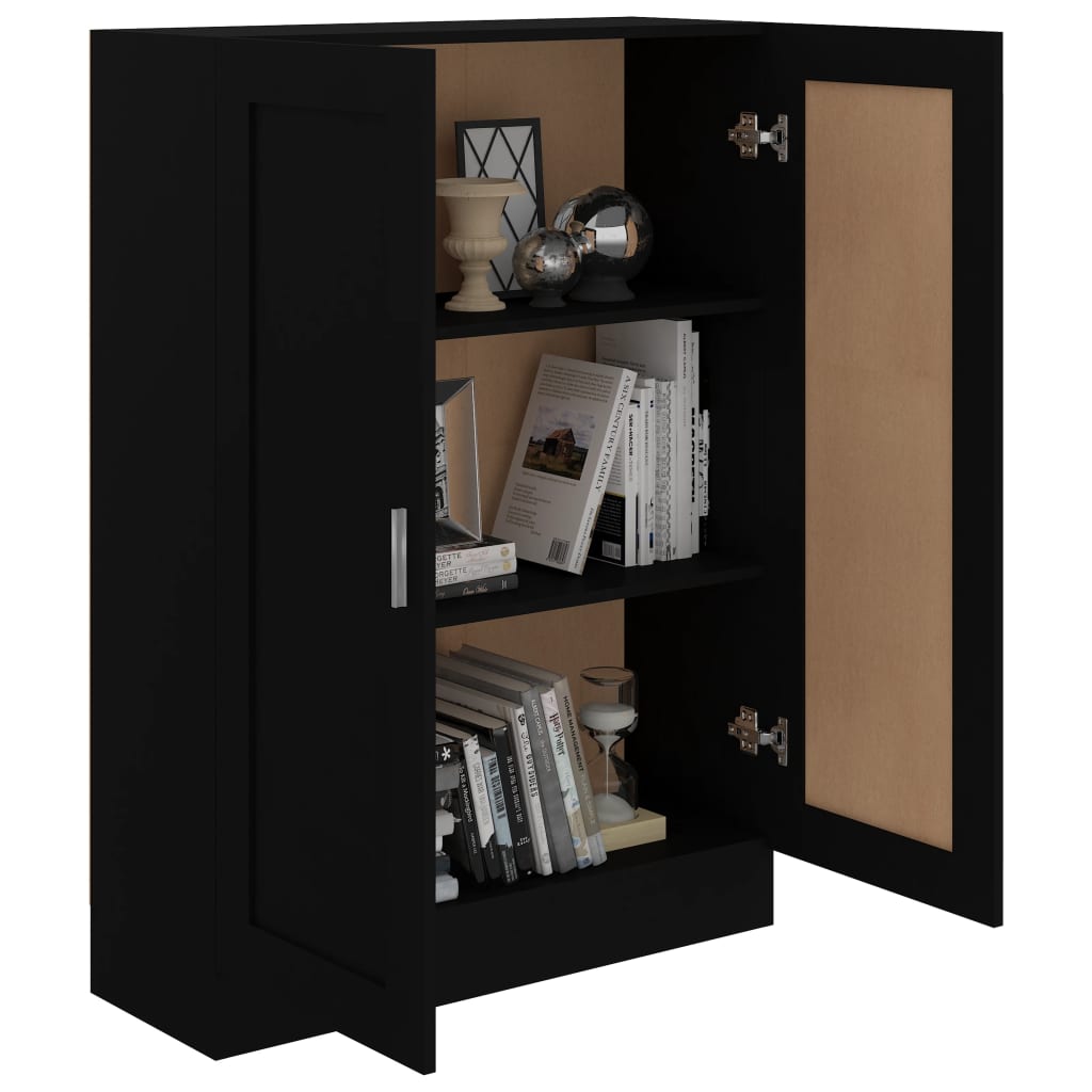 fekete szerelt fa könyvszekrény 82,5 x 30,5 x 115 cm