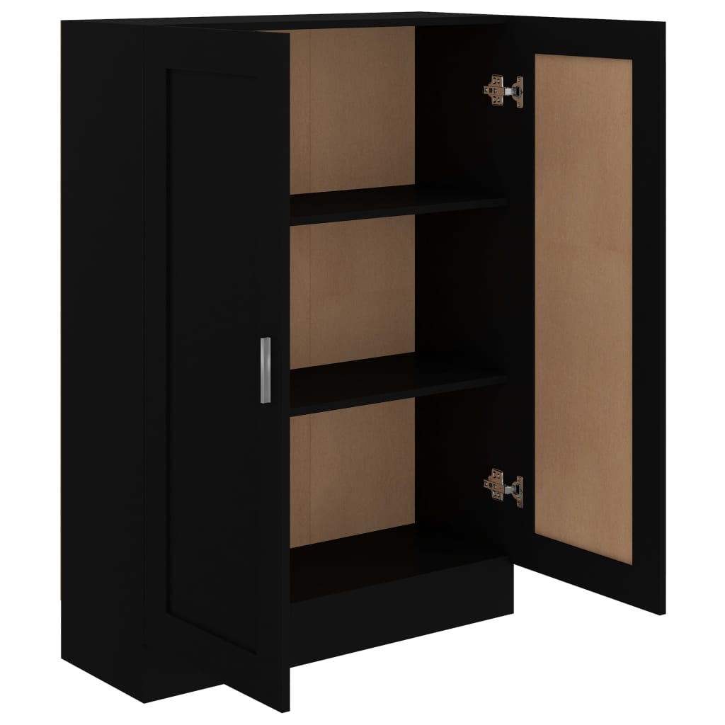fekete szerelt fa könyvszekrény 82,5 x 30,5 x 115 cm