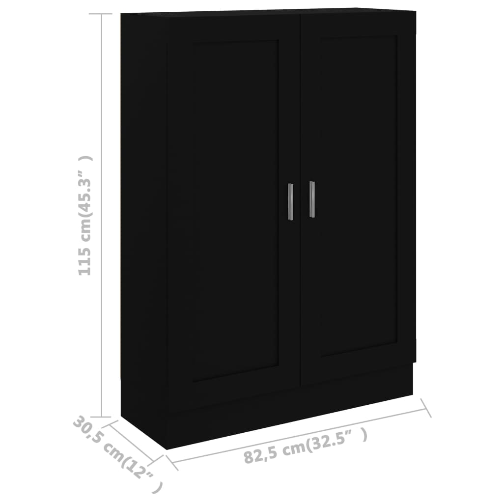 fekete szerelt fa könyvszekrény 82,5 x 30,5 x 115 cm