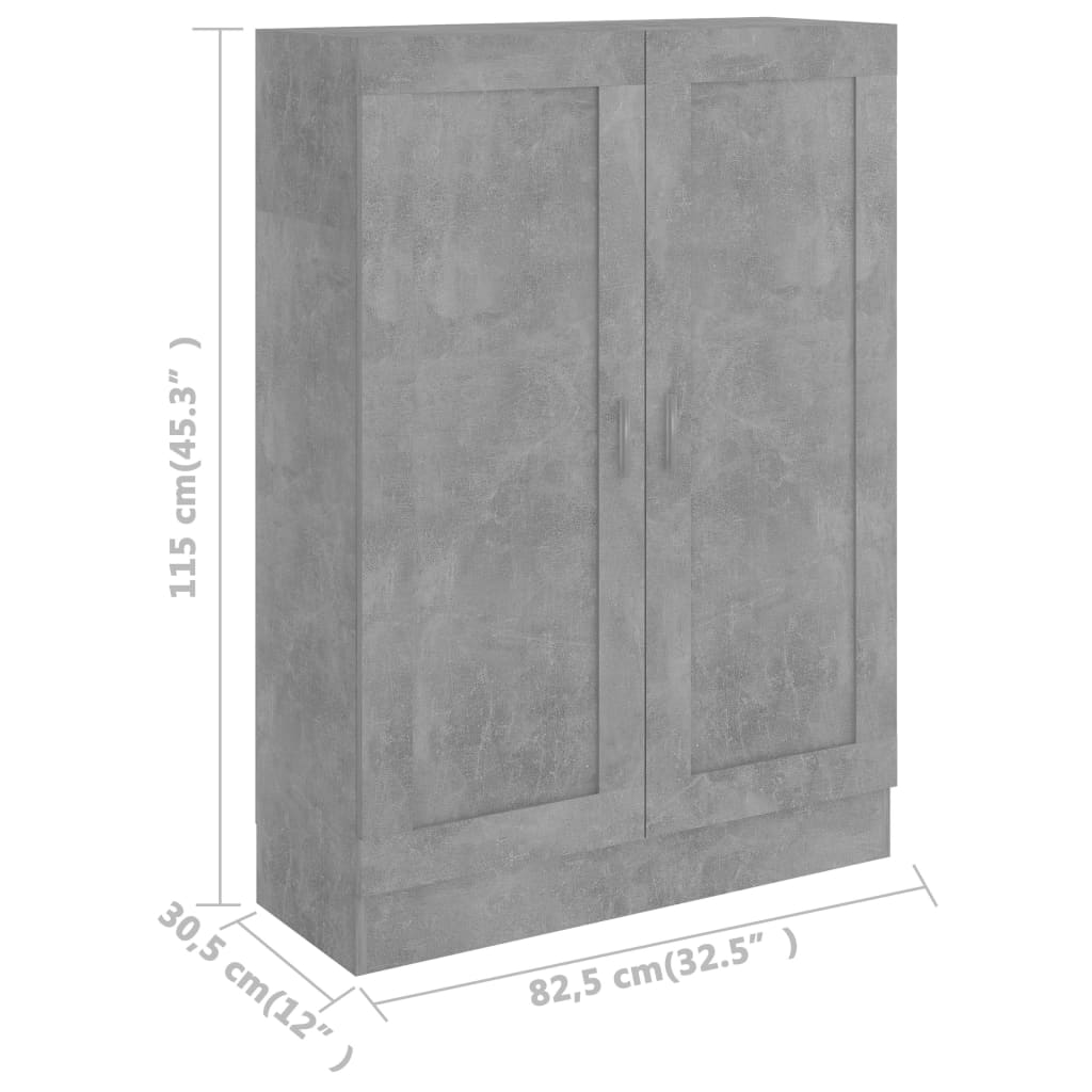 betonszürke szerelt fa könyvszekrény 82,5 x 30,5 x 115 cm