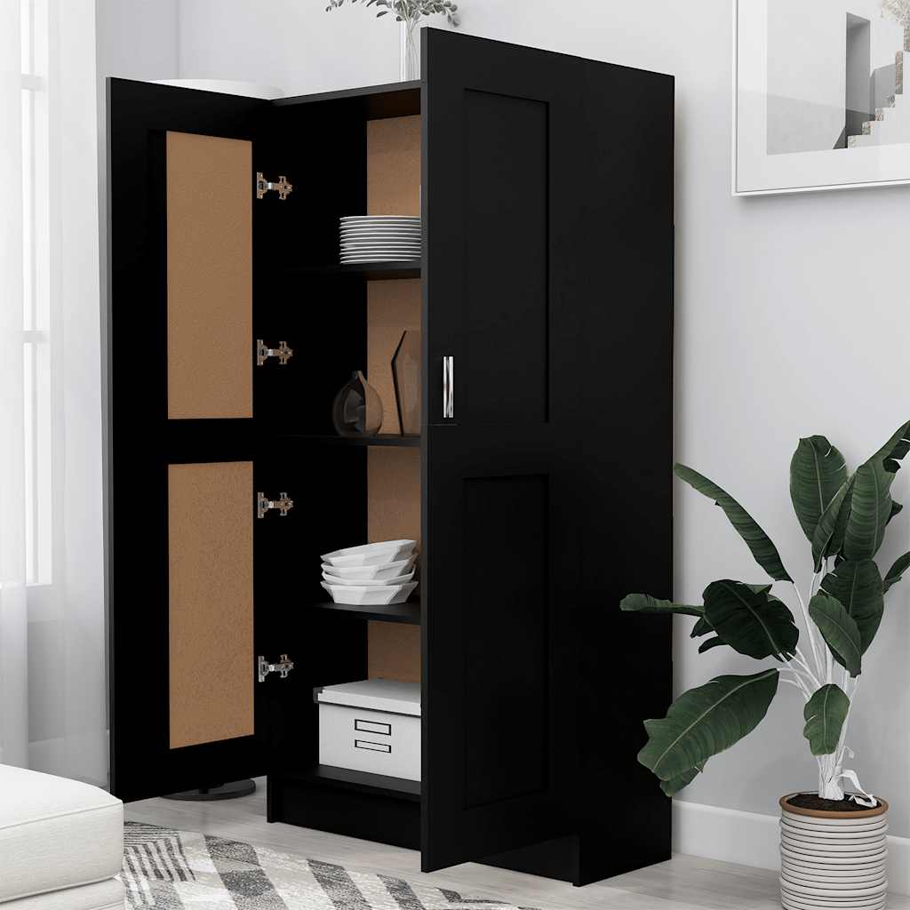fekete szerelt fa könyvszekrény 82,5 x 30,5 x 150 cm