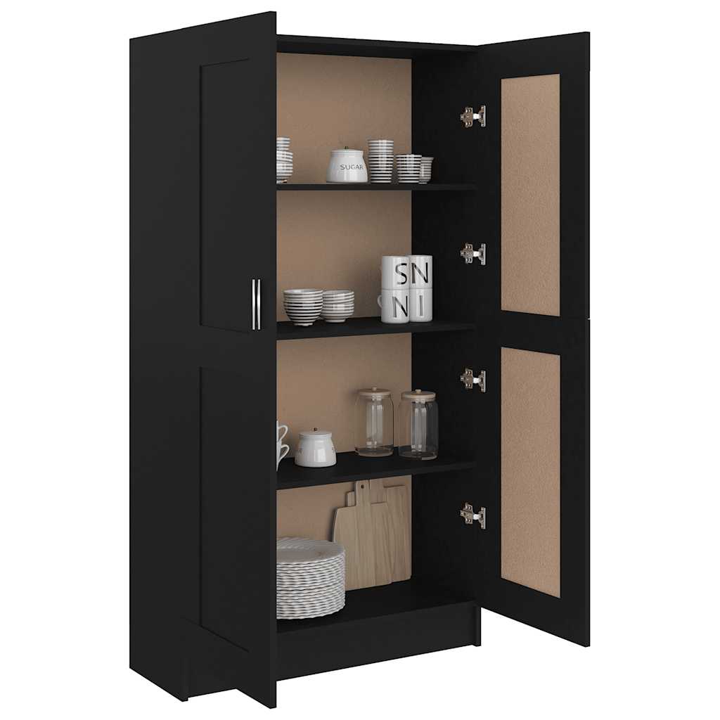 fekete szerelt fa könyvszekrény 82,5 x 30,5 x 150 cm
