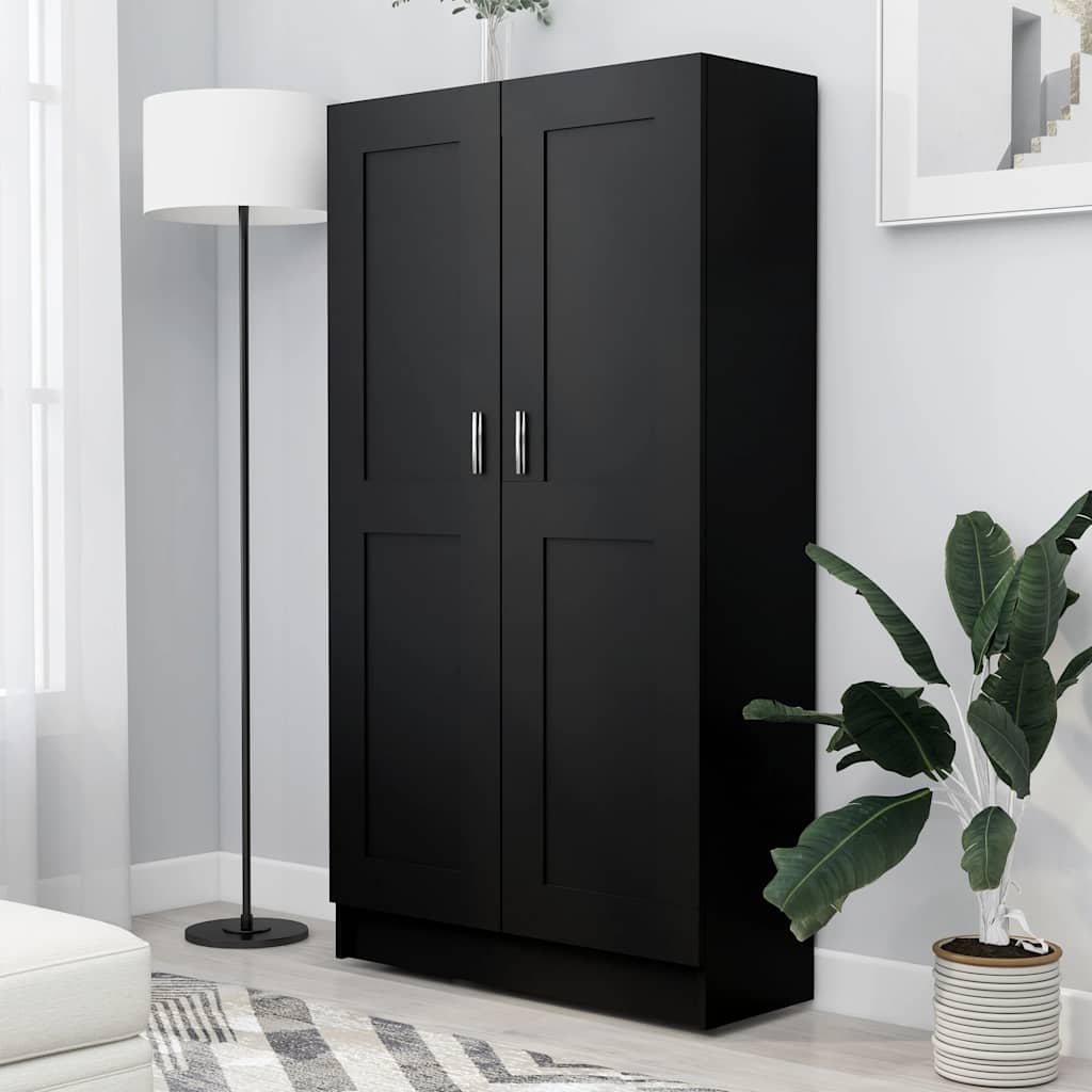 fekete szerelt fa könyvszekrény 82,5 x 30,5 x 150 cm