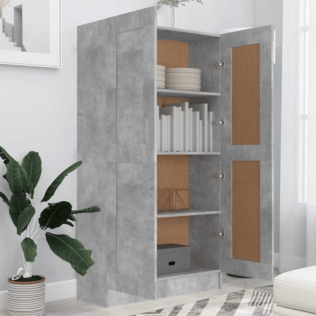 betonszürke szerelt fa könyvszekrény 82,5 x 30,5 x 150 cm