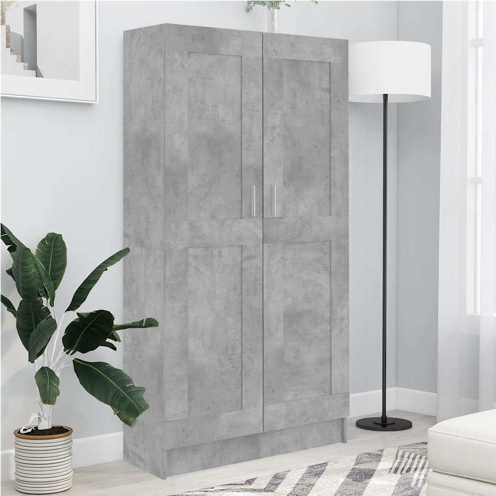 betonszürke szerelt fa könyvszekrény 82,5 x 30,5 x 150 cm