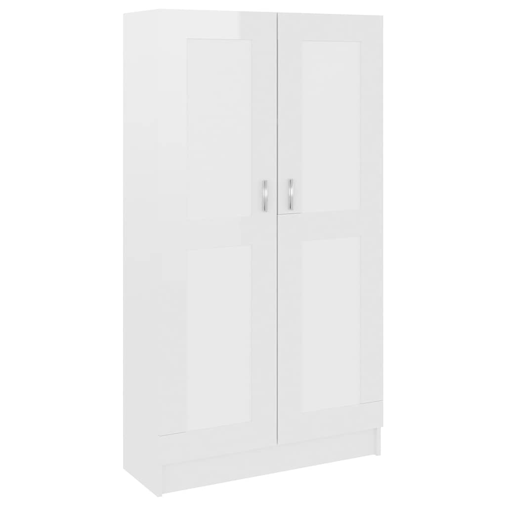 magasfényű fehér szerelt fa könyvszekrény 82,5 x 30,5 x 150 cm