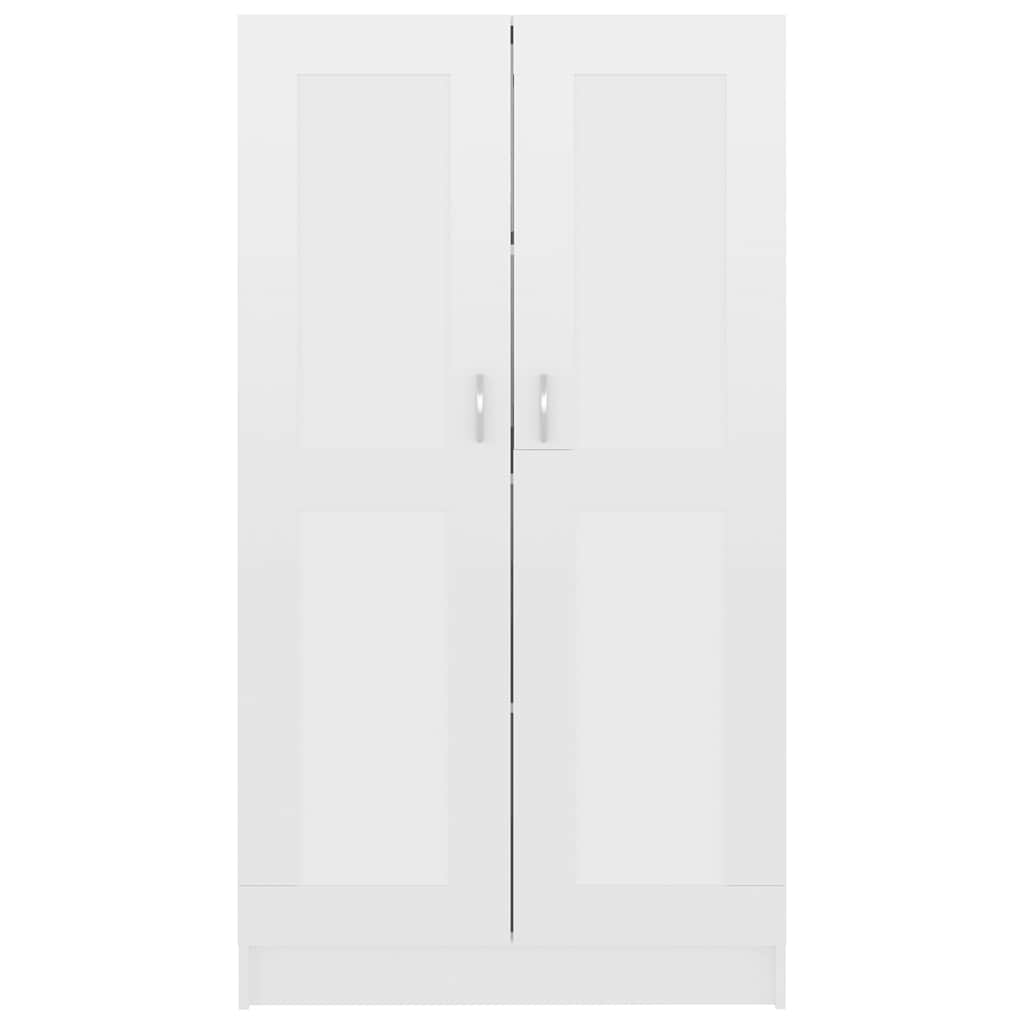 magasfényű fehér szerelt fa könyvszekrény 82,5 x 30,5 x 150 cm
