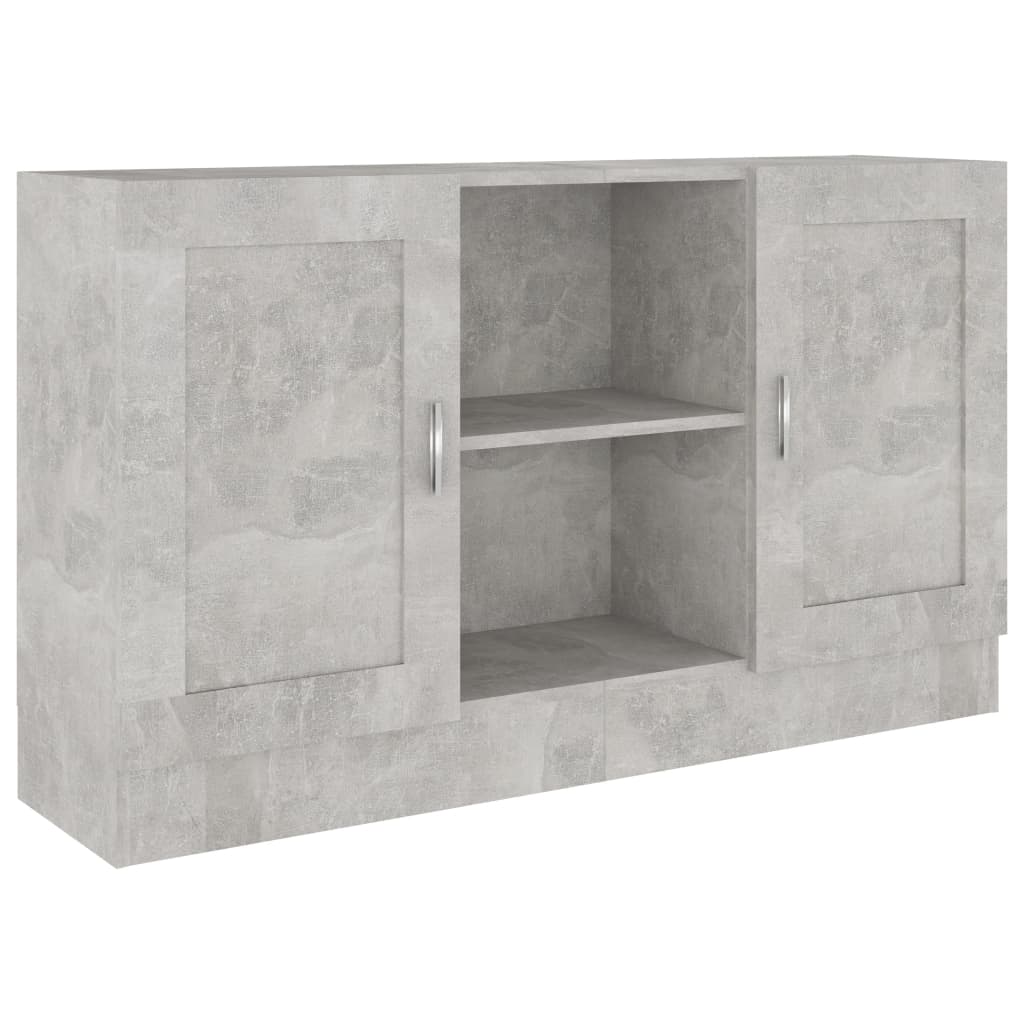 betonszürke szerelt fa tálalószekrény 120 x 30,5 x 70 cm