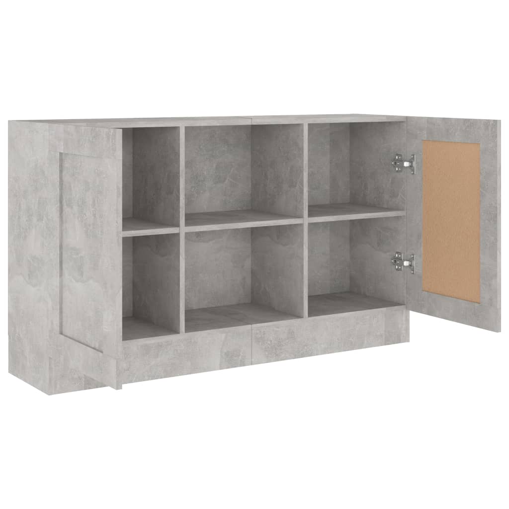 betonszürke szerelt fa tálalószekrény 120 x 30,5 x 70 cm