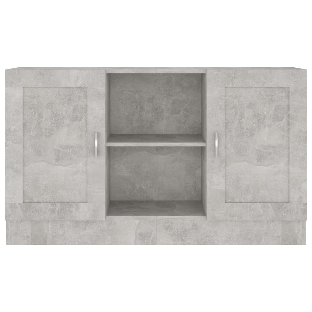 betonszürke szerelt fa tálalószekrény 120 x 30,5 x 70 cm