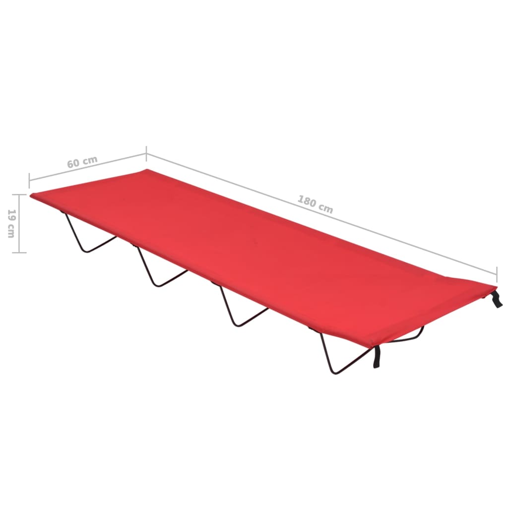 piros oxford szövet és acél kempingágy 180 x 60 x 19 cm