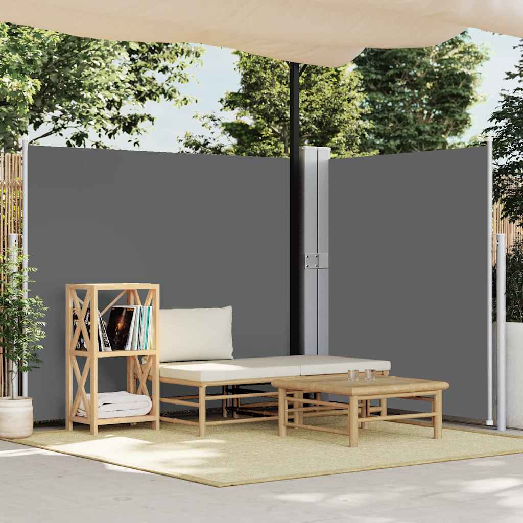 antracitszürke kihúzható oldalsó terasz-napellenző 170 x 1200 cm
